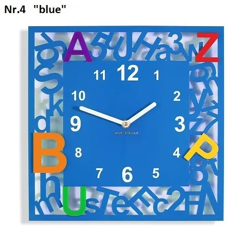 Štvorcové detské hodiny s písmenkami žltá