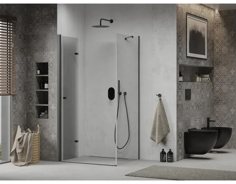 Mexen Lima, sprchovací kút 110 (dvere) x 120 (stena) cm, 6mm číre sklo, čierny profil, 856-110-120-70-00