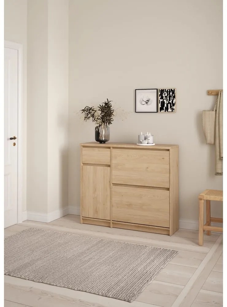 Výklopná skrinka na topánky v dekore duba v prírodnej farbe 109x93x32 cm Naia – Tvilum