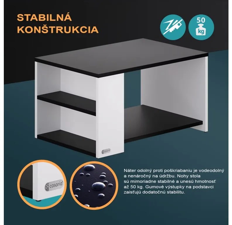 InternetovaZahrada Konferenčný stolík Santa Cruz 90x59x47cm - biely/antracit