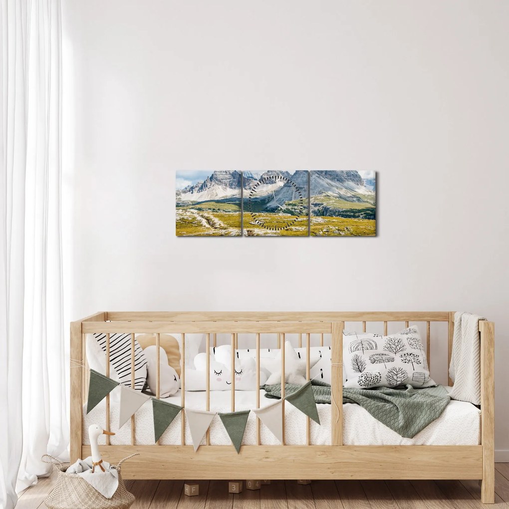Obraz - Talianske Dolomity (s hodinami) (90x30 cm)