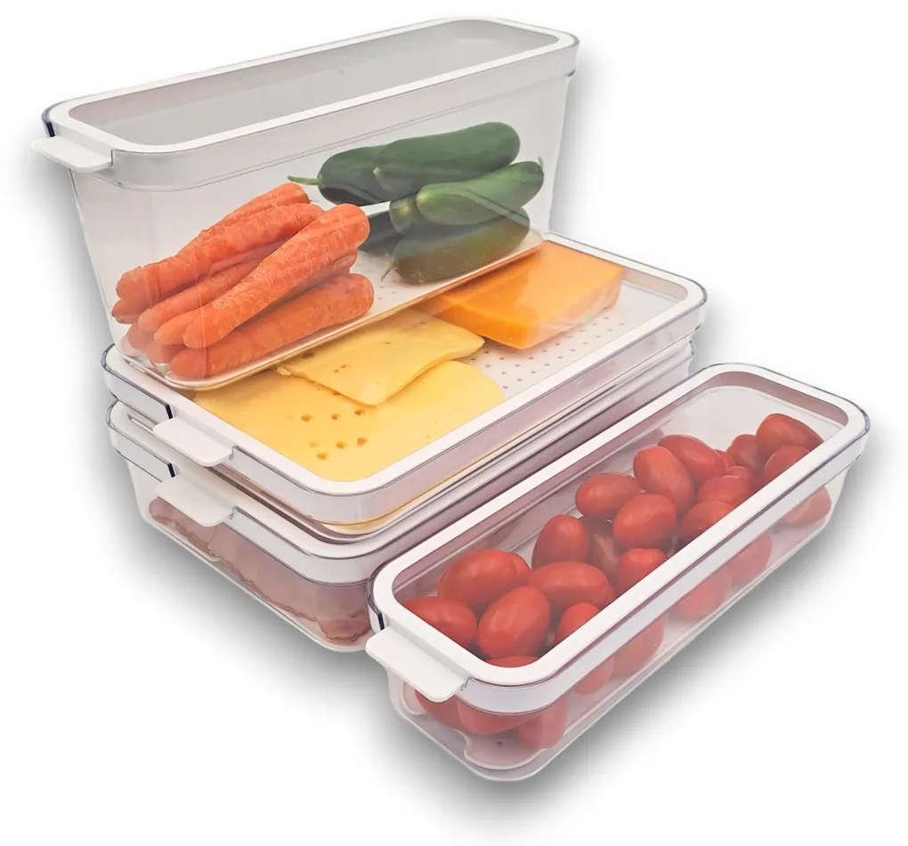 Rotho Súprava 4 ks organizérov do chladničky CAUMA - 1,15 l + 1,3 l + 2 l + 2,6 l