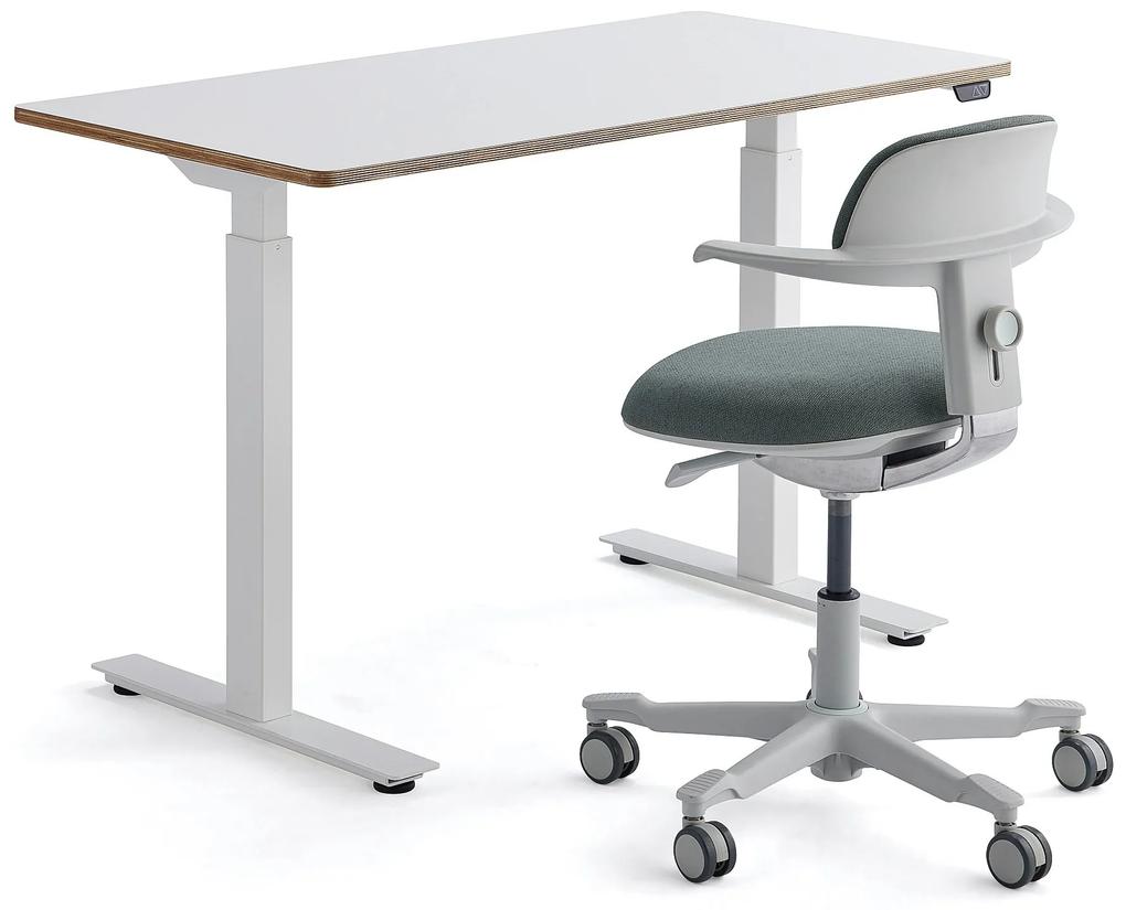 Zostava nábytku: 1 stôl Novus + 1 bielo/zelená kancelárska stolička Newbury