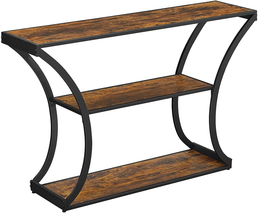 Konzolový stolík so zaoblenými nohami, 120 x 80 x 30 cm, rustikálny hnedý