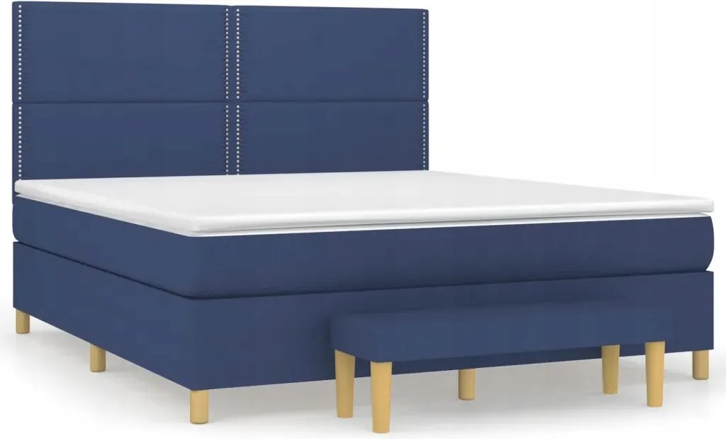 vidaXL Kontinentálna posteľ s matracom, modrá, látka, 180 x 200 cm