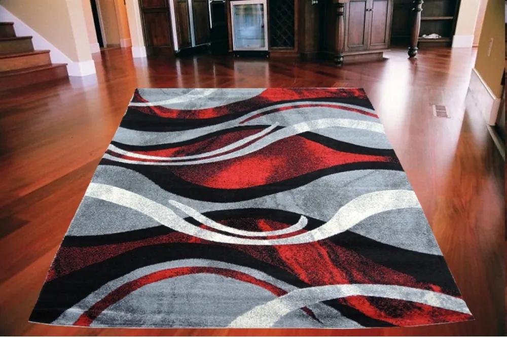Kusový koberec Fantázia vlny šedo červený, Velikosti 133x180cm | BIANO