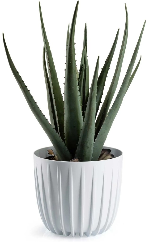 PLASTOVÝ KVETINÁČ STRIPPED 18X15,5 CM BIELA