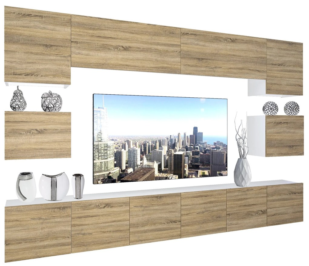 Obývacia stena Belini Premium Full Version dub sonoma + LED osvetlenie Nexum 50