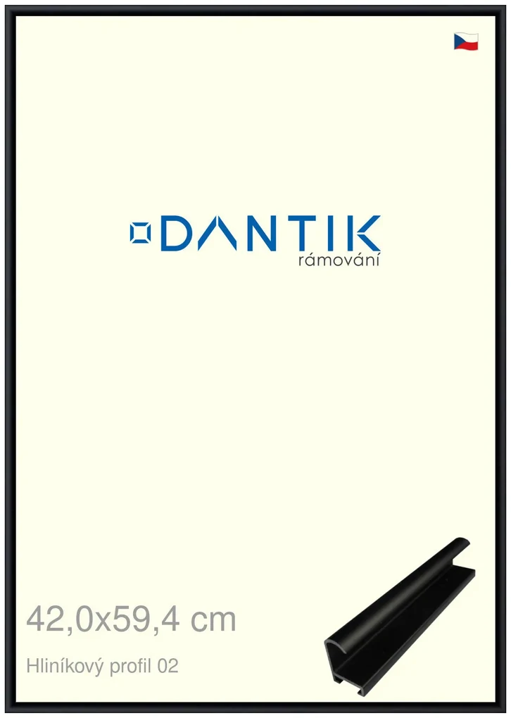 DANTIK rám na obraz 42x59,4 | ALU Černá matná (Plexi Čiré)
