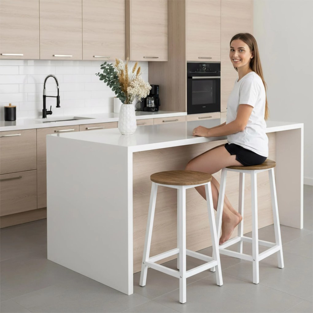 Barová židle Flint bílá/dub rustikální