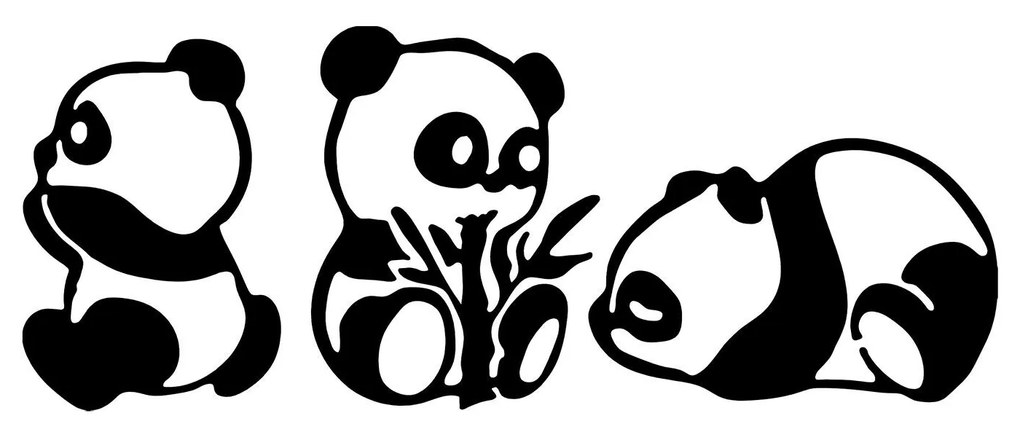 Nástenná kovová dekorácia Pandy čierna