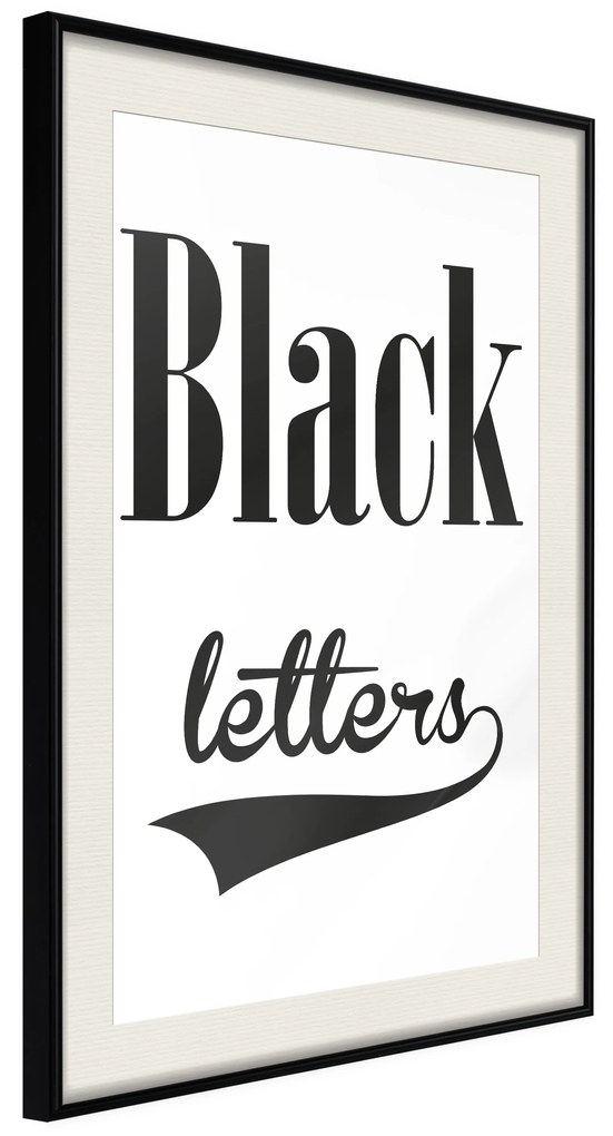 Artgeist Plagát - Black Letters [Poster] Veľkosť: 20x30, Verzia: Čierny rám s passe-partout