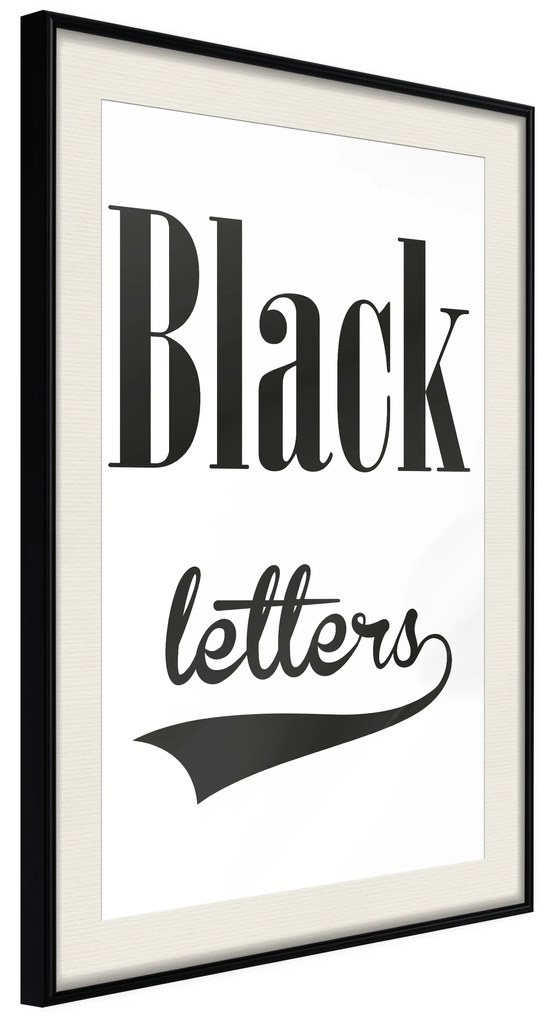 Artgeist Plagát - Black Letters [Poster] Veľkosť: 30x45, Verzia: Čierny rám