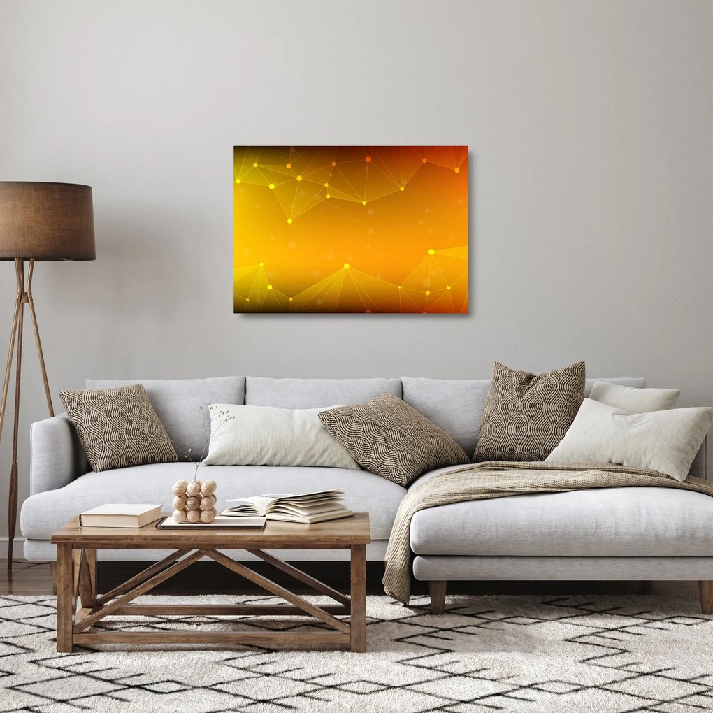 Abstraktný žltý sklenený obraz (70x50 cm)