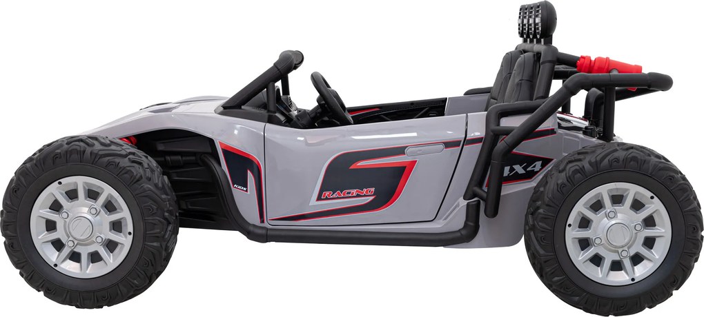 Ramiz Elektrická bugina Racing 5 pre deti +3 sivá + motory 2x200W + diaľkové ovládanie + pomalý štart