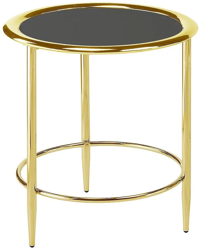 Konferenčný Stolík Gc7465 48x48x53 Mosadz/Čierna Sklo