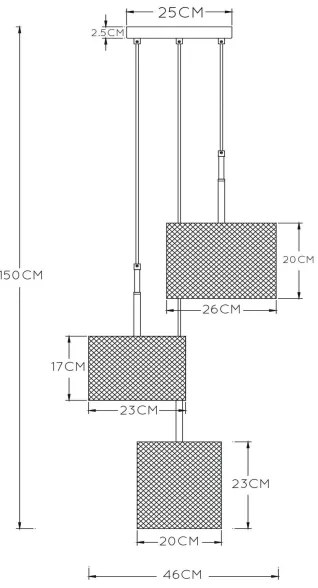 Lucide 45459/03/30 - Luster na lanku BASKETT 3xE27/40W/230V