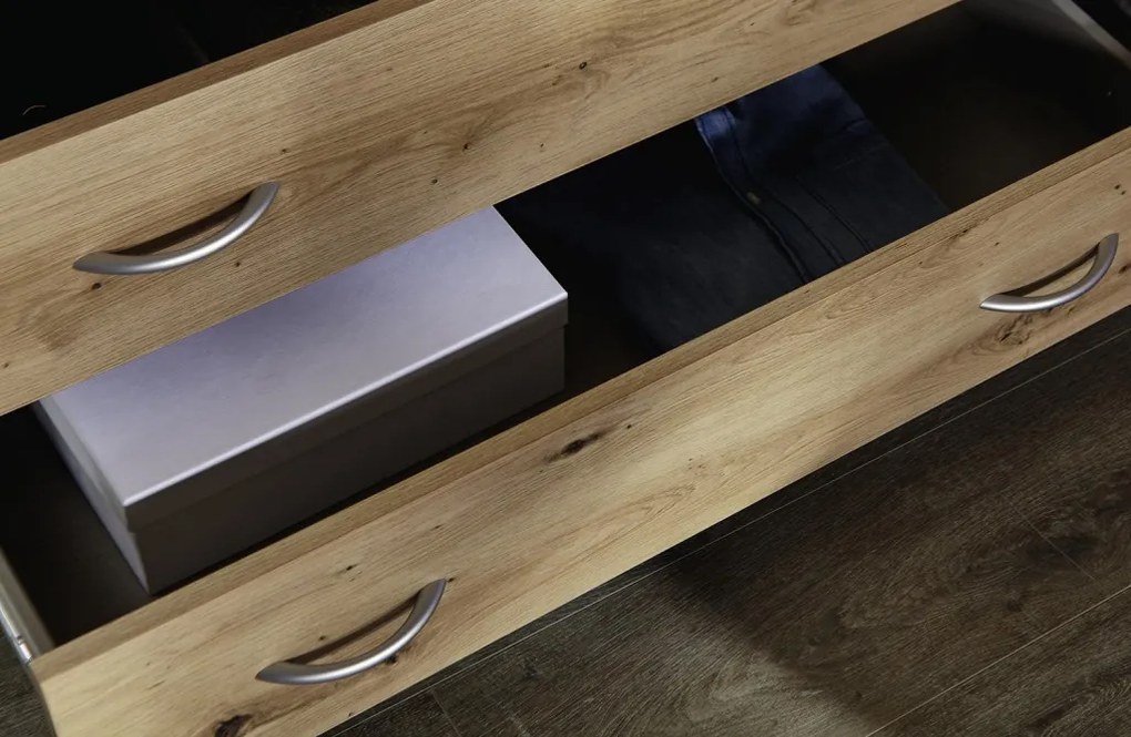 Šatníková skriňa so zrkadlom Case, 181 cm, dub artisan