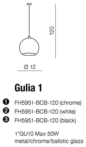 Moderné svietidlo AZZARDO GULIA 1 pendant black  AZ0630
