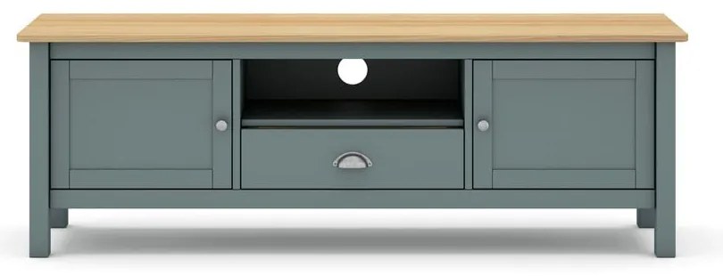 TV stolík sivozelený z borovicového dreva 158x53x40 cm Misti – Marckeric