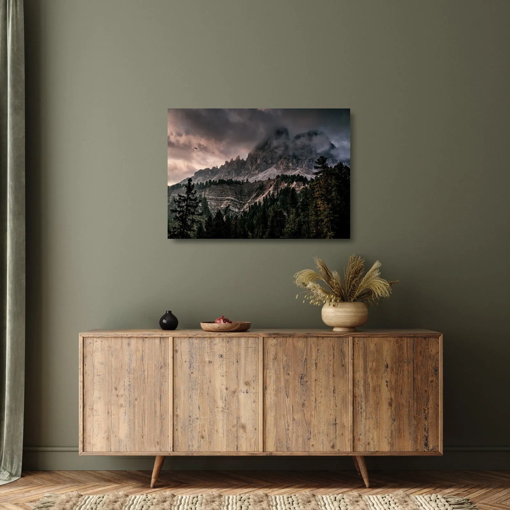 Sklenený obraz skalnatých hôr (70x50 cm)
