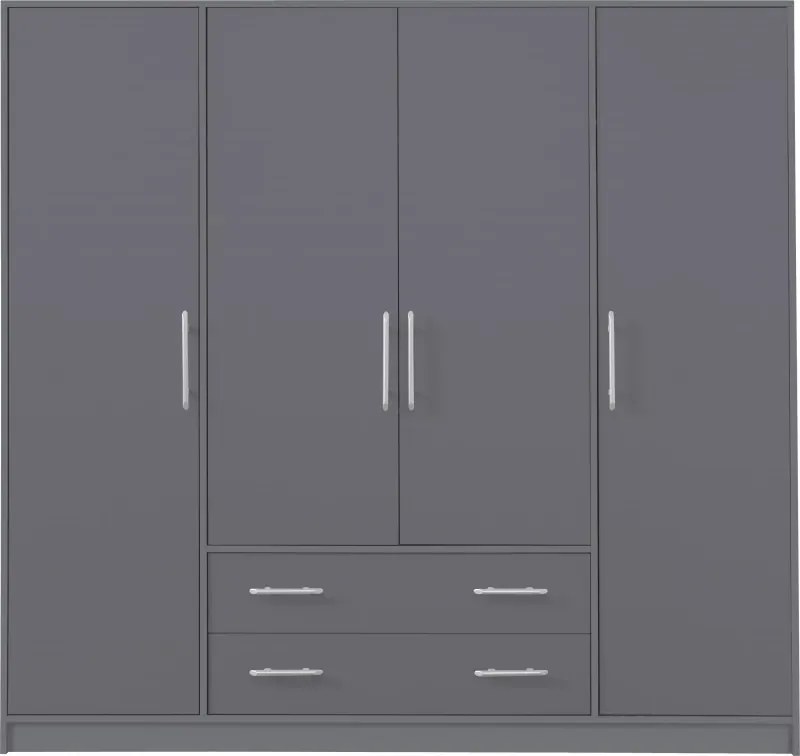 Šatník Smart 200 cm Antracit, Antracit/zrkadlo