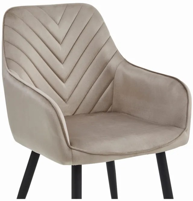 Jedálenská stolička NANA zamatová, tmavobéžová (čierne nohy)