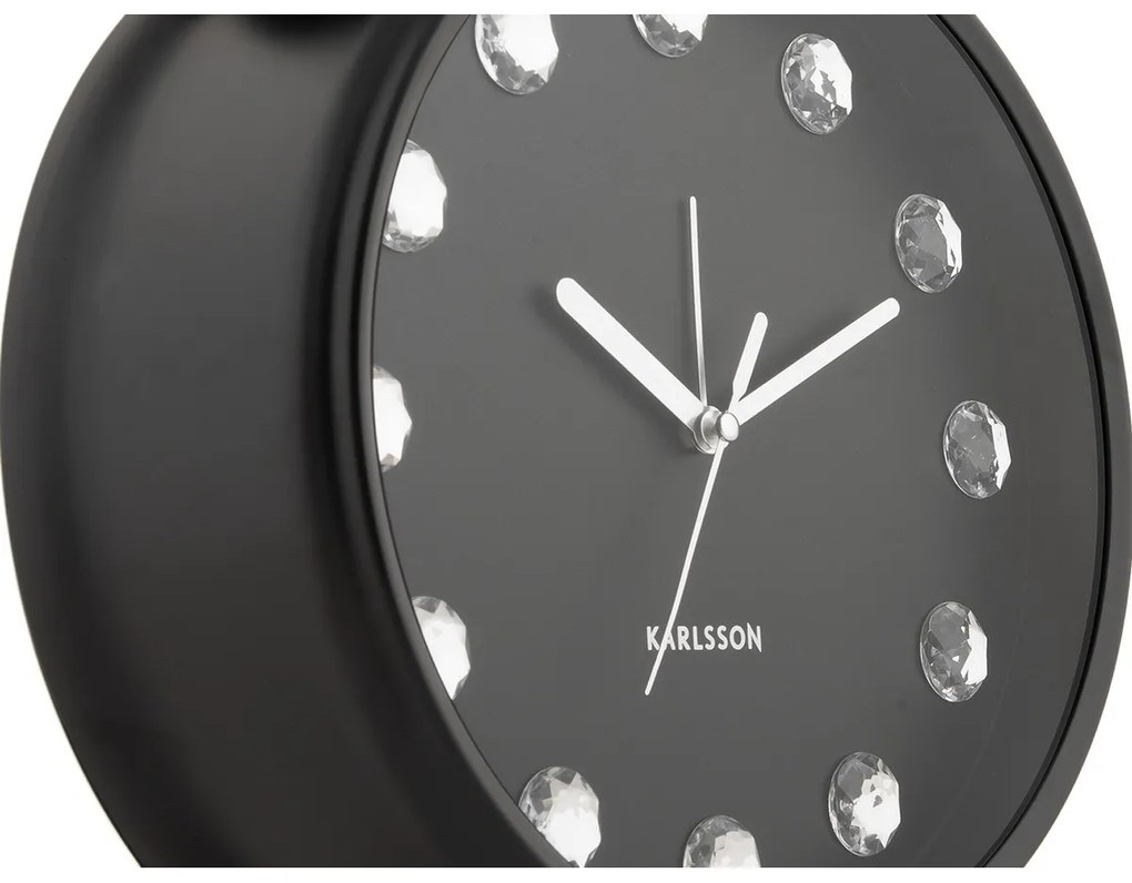 Karlsson 6019BK dizajnové stolné hodiny/budík čierna, pr.. 30 cm