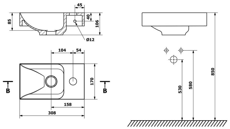 Tmavohnedé betónové umývadlo 31x17 cm Piccolino – Sapho