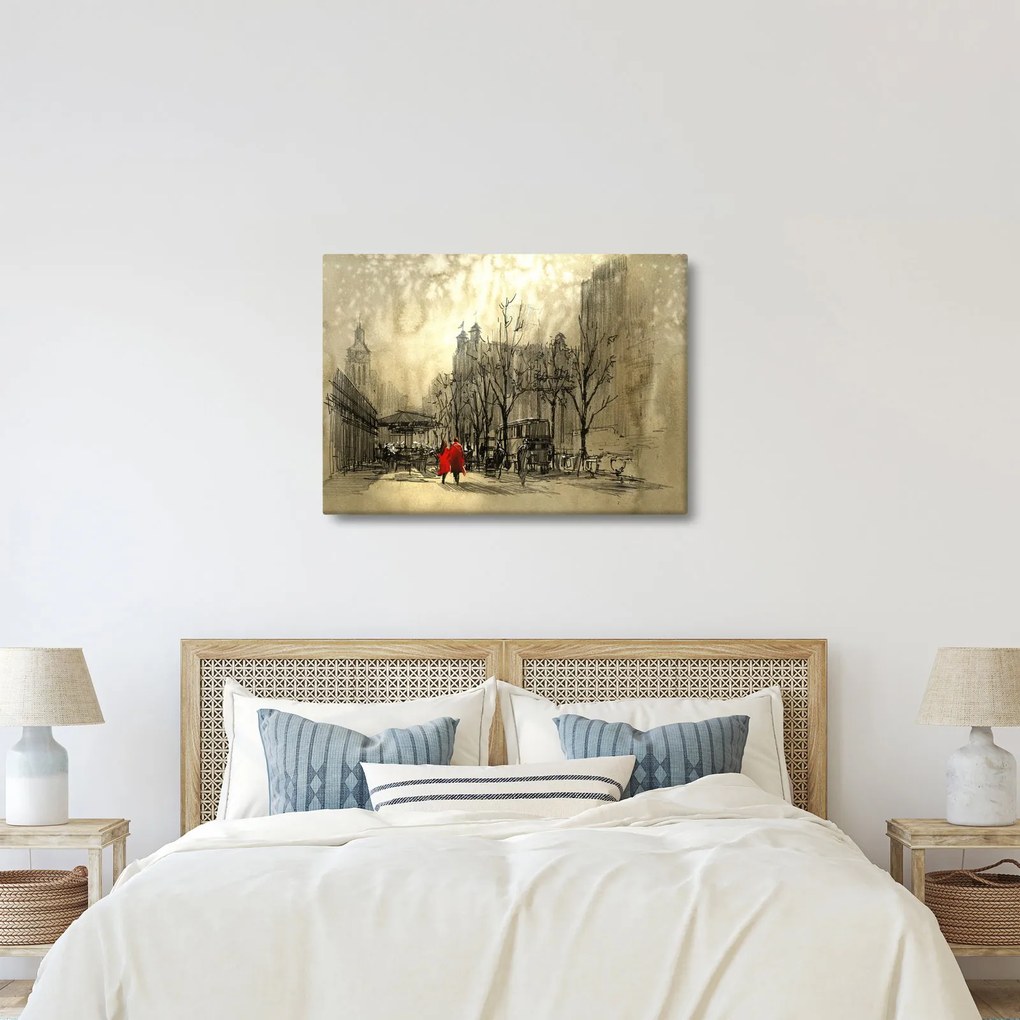 Obraz - Skica mestečka (70x50 cm)