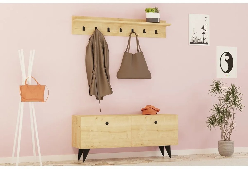 Nástenný vešiak s botníkom Rupa Oak
