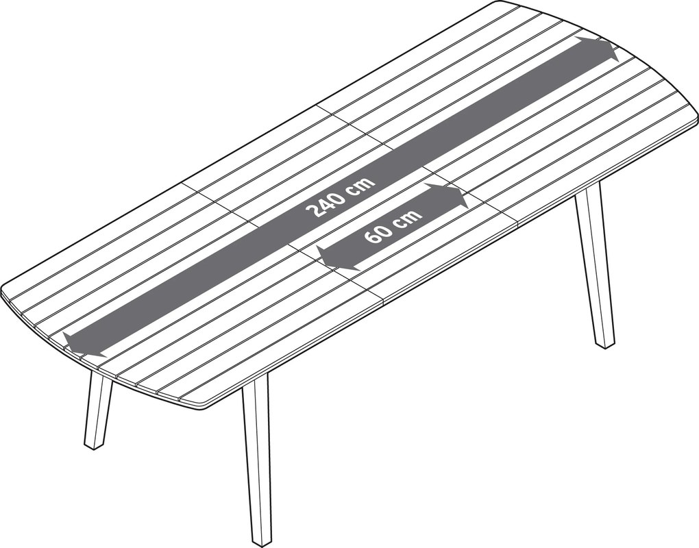 Rozťahovací záhradný stôl so zaoblenými prednými stranami, cca 180 ‒ 240 cm