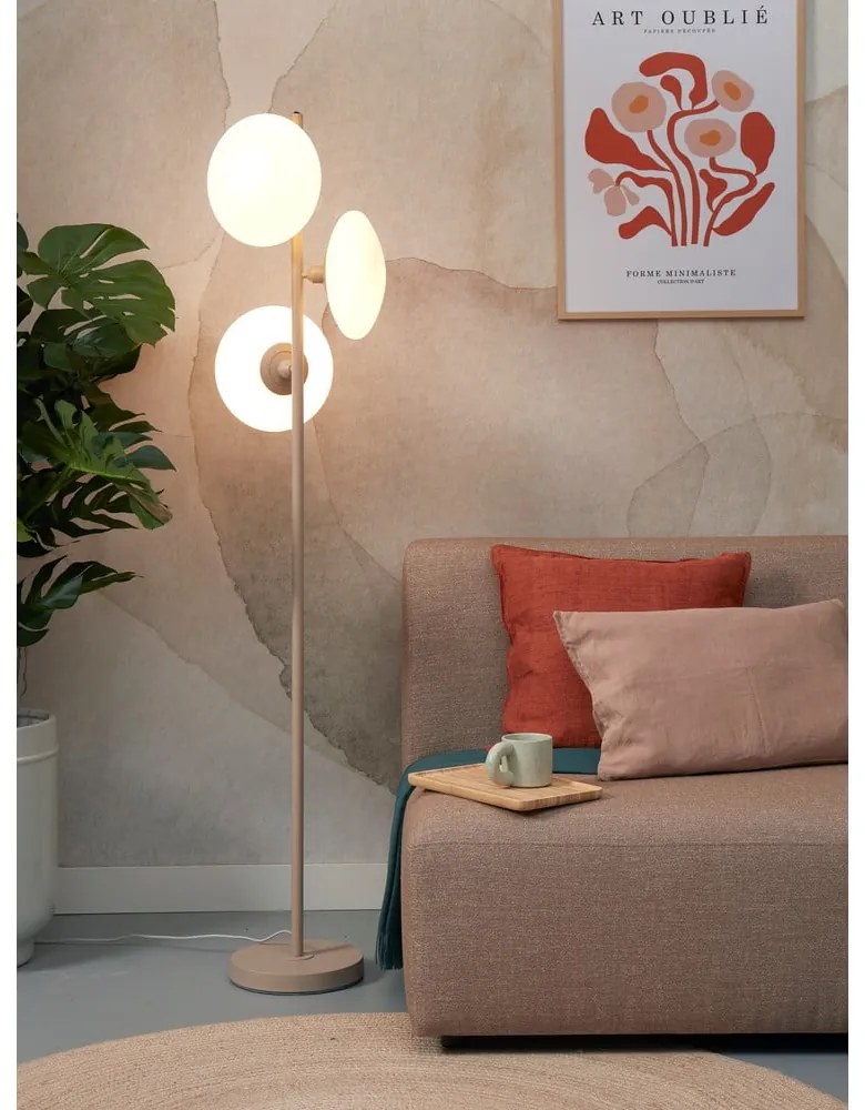 Krémovobiela stojacia lampa so skleneným tienidlom (výška 161 cm) Sapporo – it's about RoMi