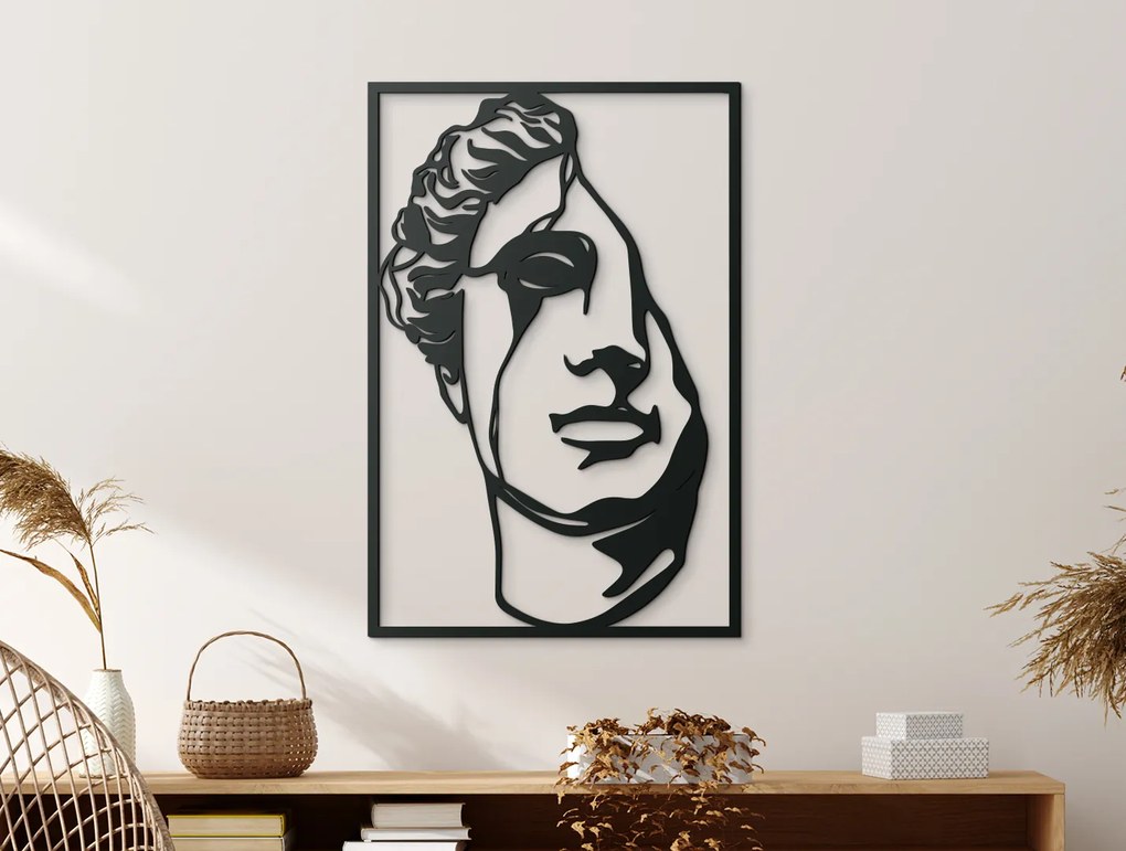 drevko Drevený obraz na stenu Tvár Rozmer obrazu: 44,5 x 30 cm, Farba dekorácie: Čierna