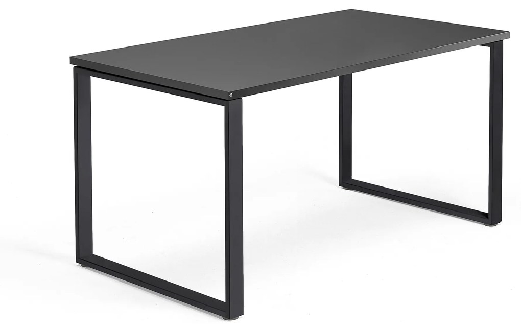 Kancelársky pracovný stôl QBUS, O-rám, 1400x800 mm, čierna/čierna