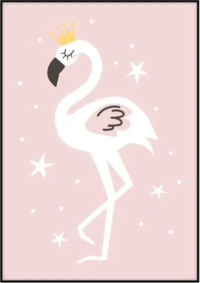 Plagát Imagioo Flamingo With Crown, 40 × 30 cm