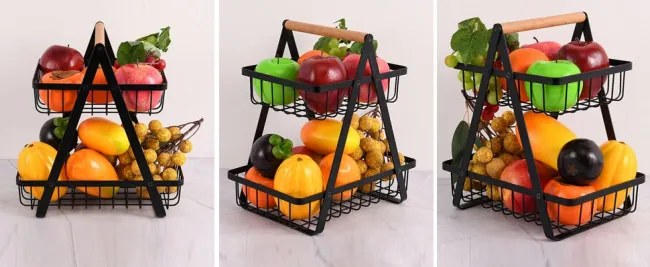 Košík na ovocie PULOS 2 úrovne čierny