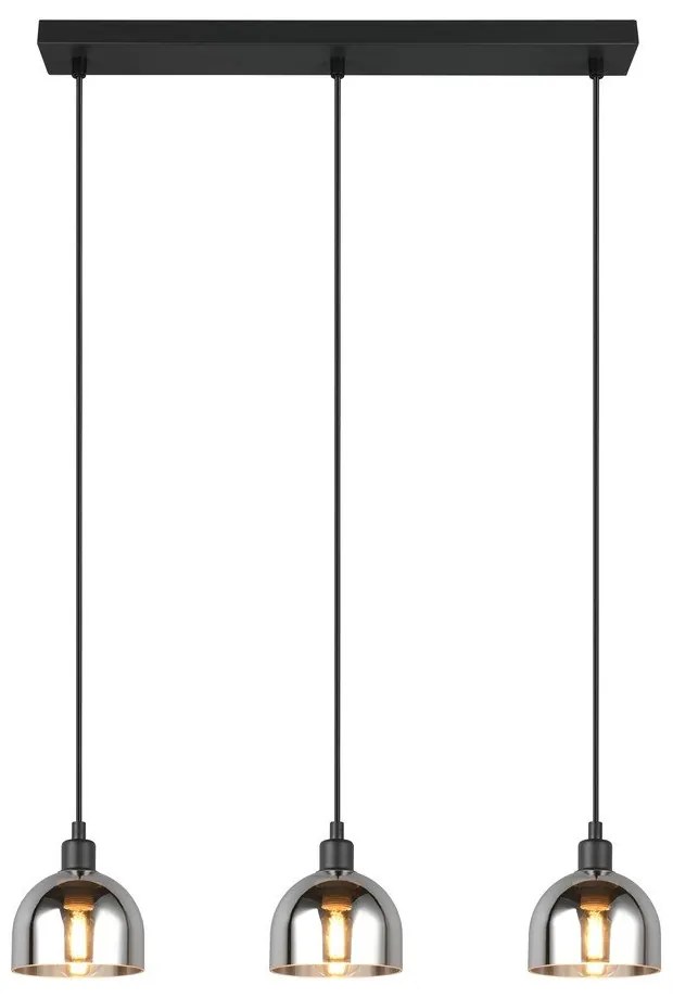 Závesné svietidlo so skleneným tienidlom v čierno-striebornej farbe Molly – Trio