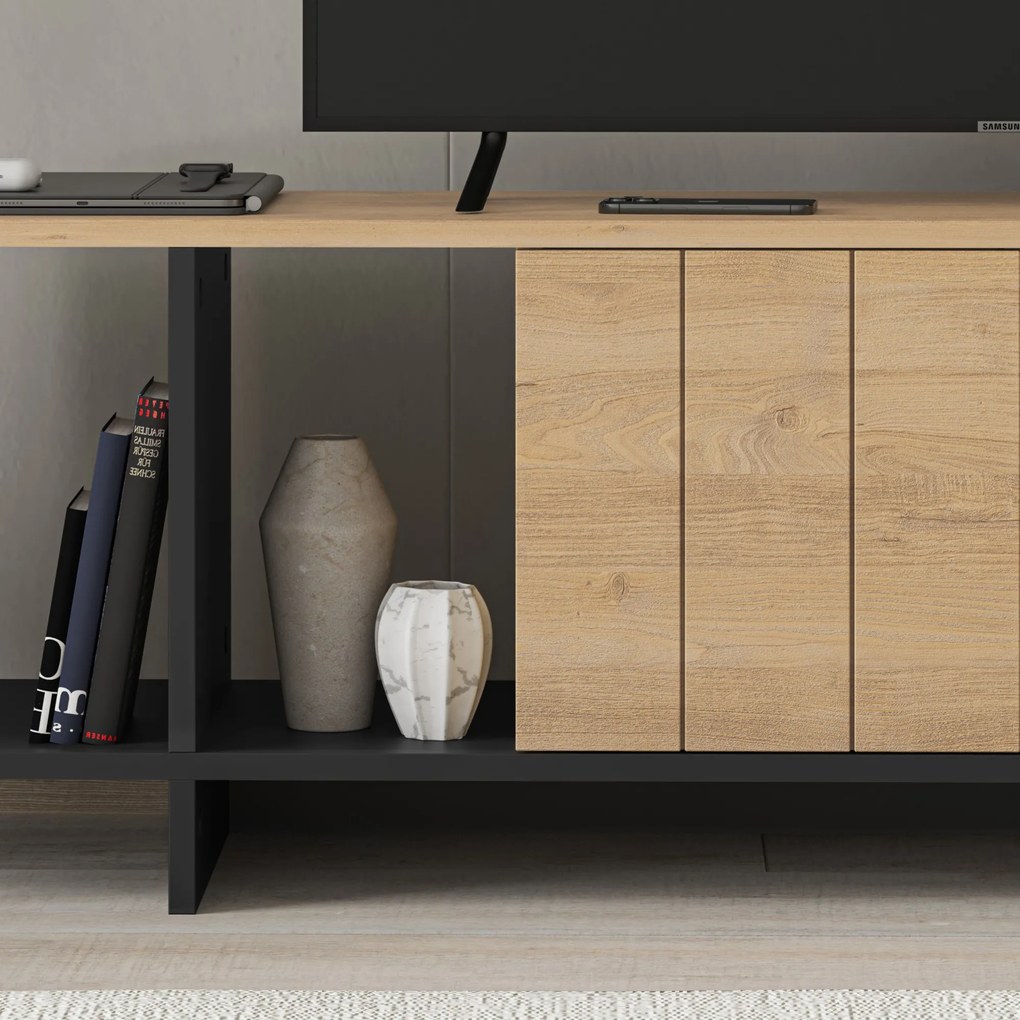 TV stolek Houseland Zitano dub přírodní/černý