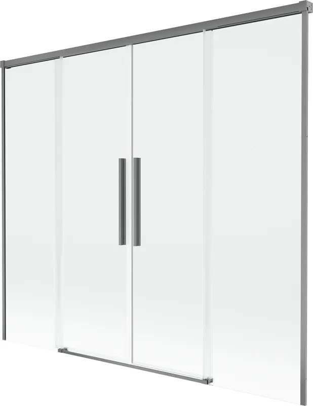 Mexen Rox, 2-krídlová posuvná vaňová zástena 170 x 150 cm, 8mm číre sklo, grafitový profil, 8C9-170-002-95-00