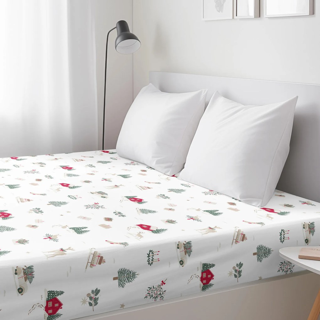 Goldea vianočná bavlnená napínacia plachta - tradičné vianoce 80 x 160 cm