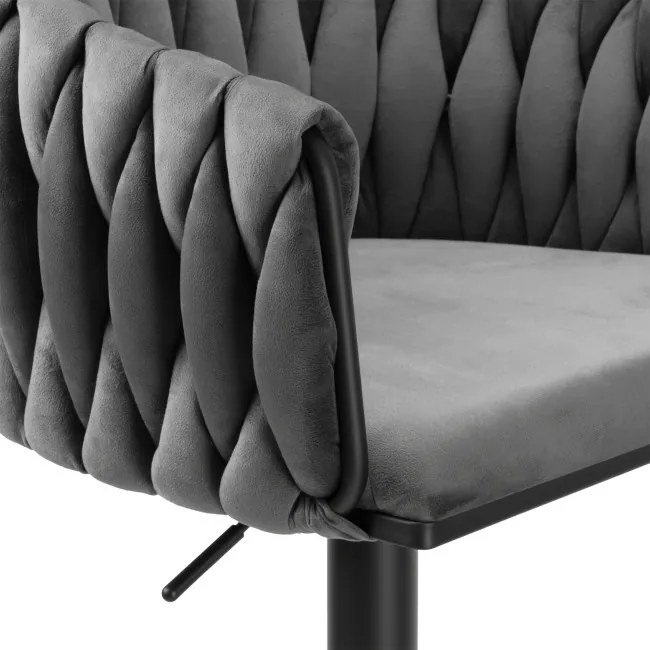 Barová stolička COFTON zamatová, grafitová / čierna