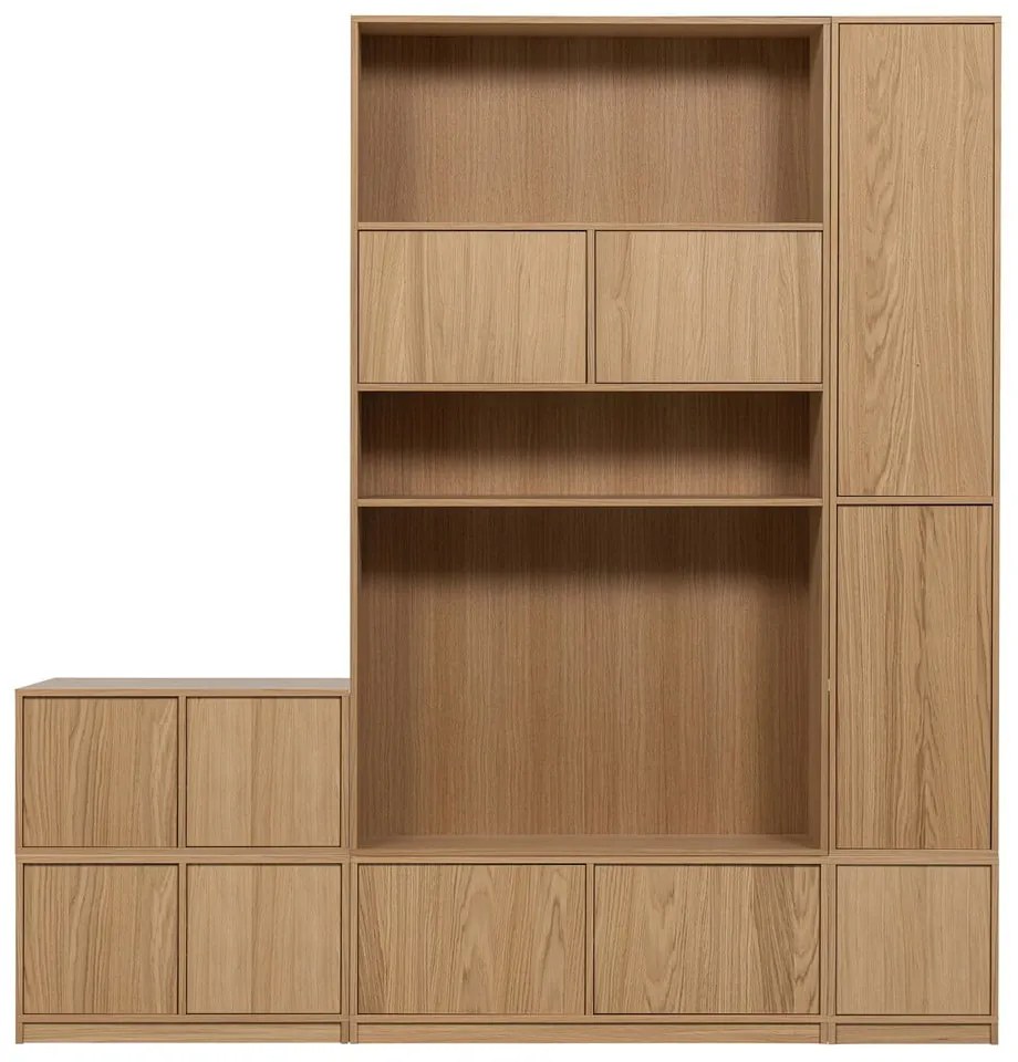 Modulárna knižnica v dekore duba v prírodnej farbe 227x243 cm Modulair – vtwonen