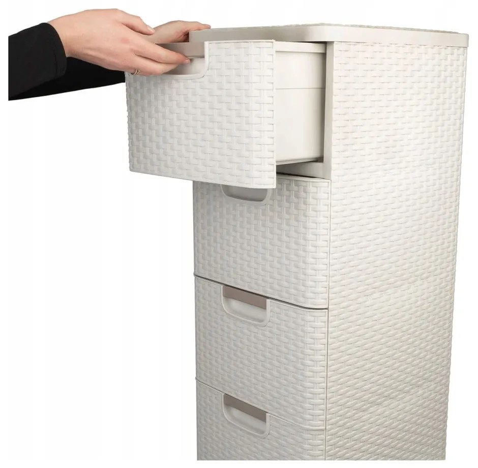 Krémová plastová vysoká kúpeľňová skrinka 33x79 cm Rattan – Curver