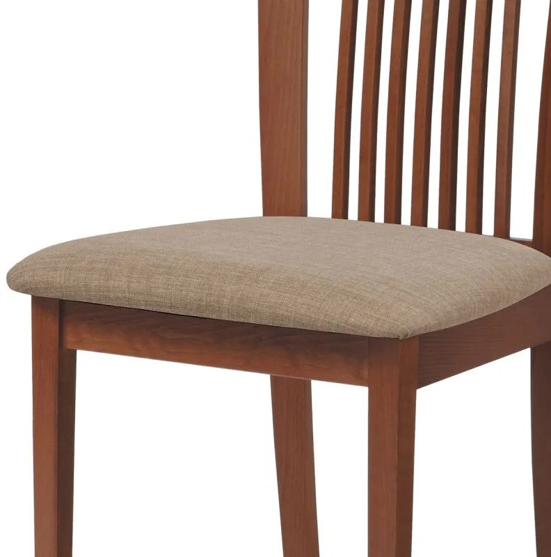 Drevená stolička vo farbe čerešňa čalúnená látkou