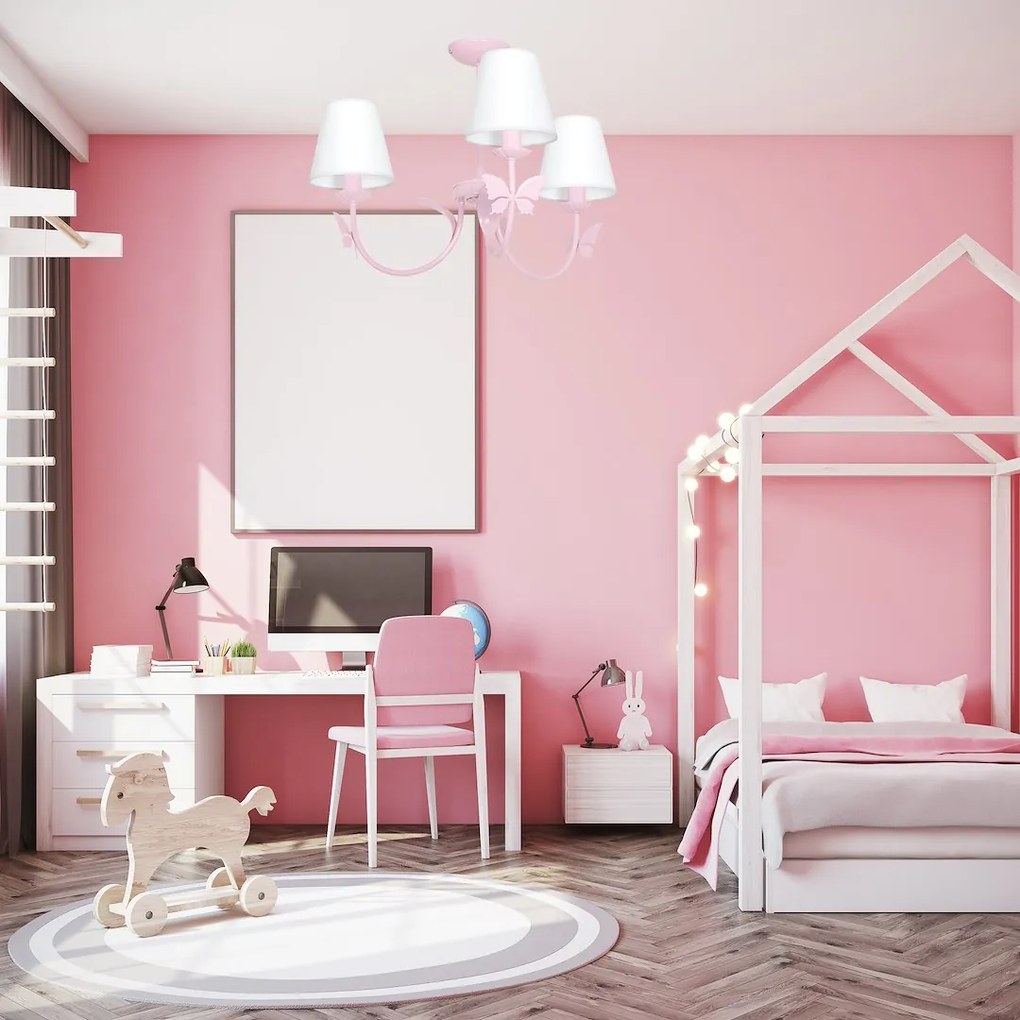 EUlight Detský luster Alice, 3x biele textilné tienidlo, p