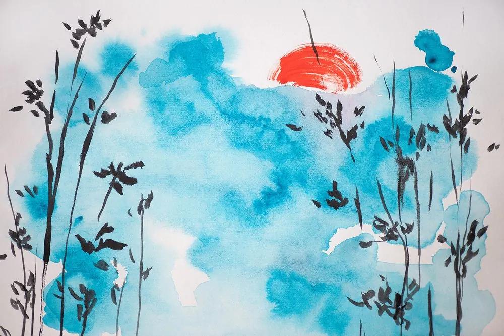 Samolepiaca tapeta azúrová obloha v akvarelovom prevedení