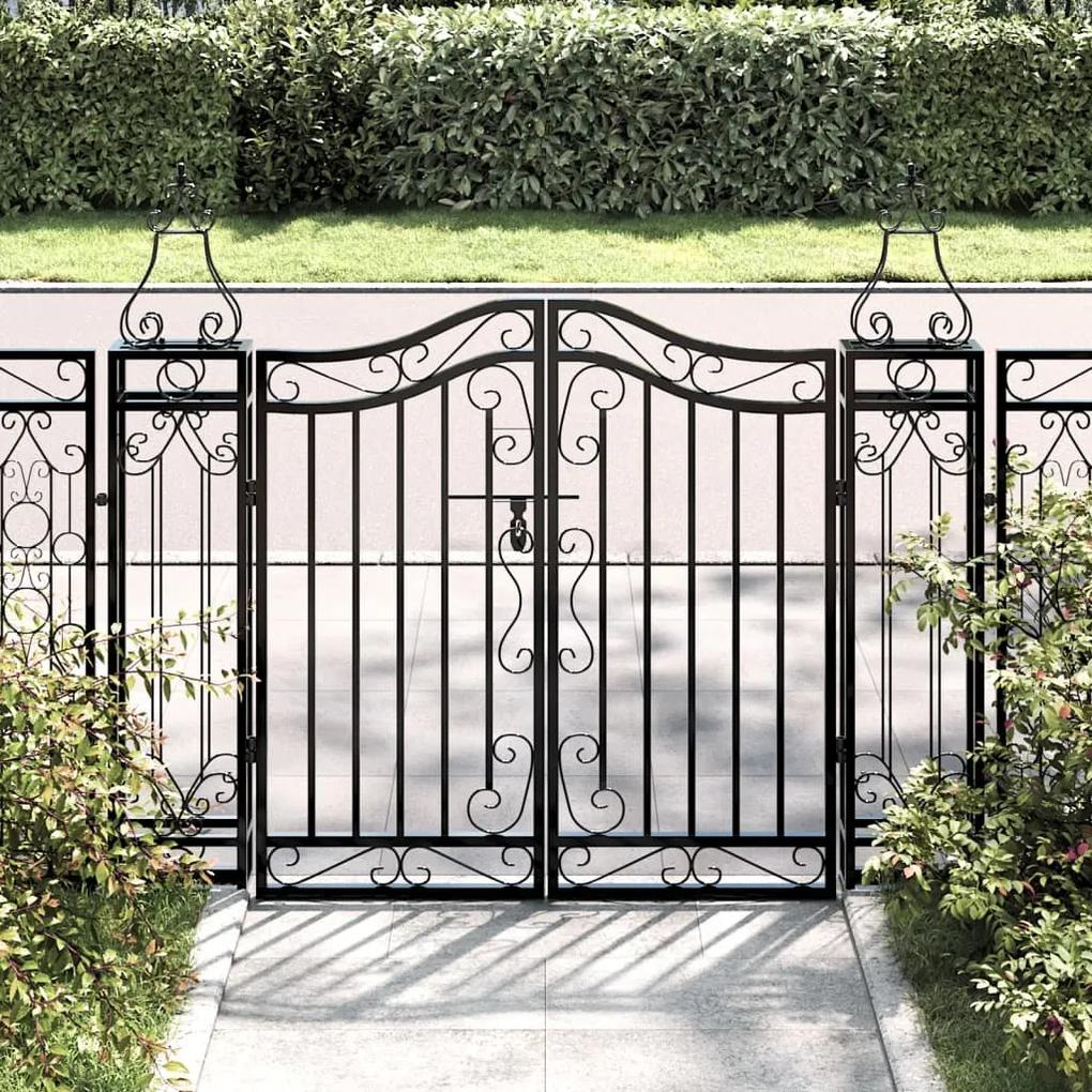 Záhradná brána čierna 121x8x100 cm kované železo 363430