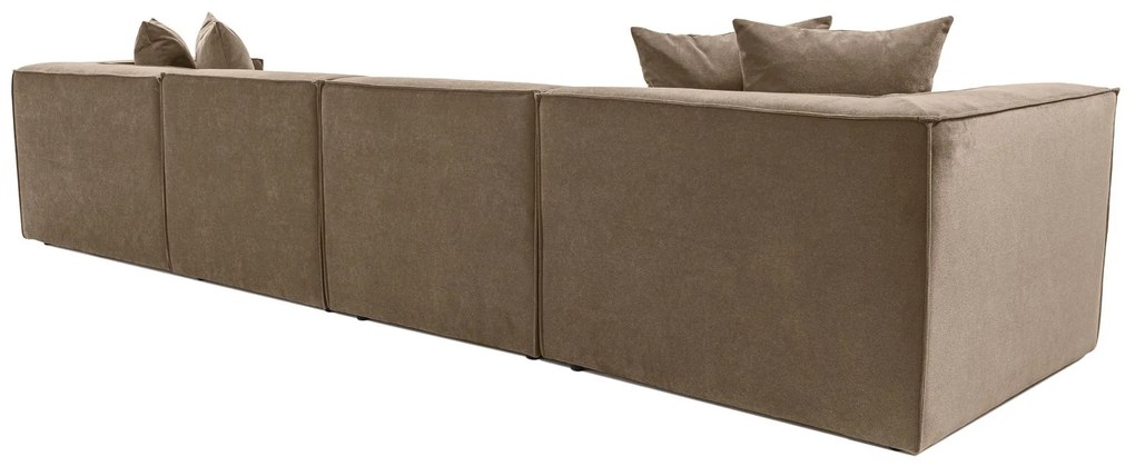 Rohová pohovka Sora s rámom zo 100% hrabového dreva 430 x 102 cm, pravá, hnedá