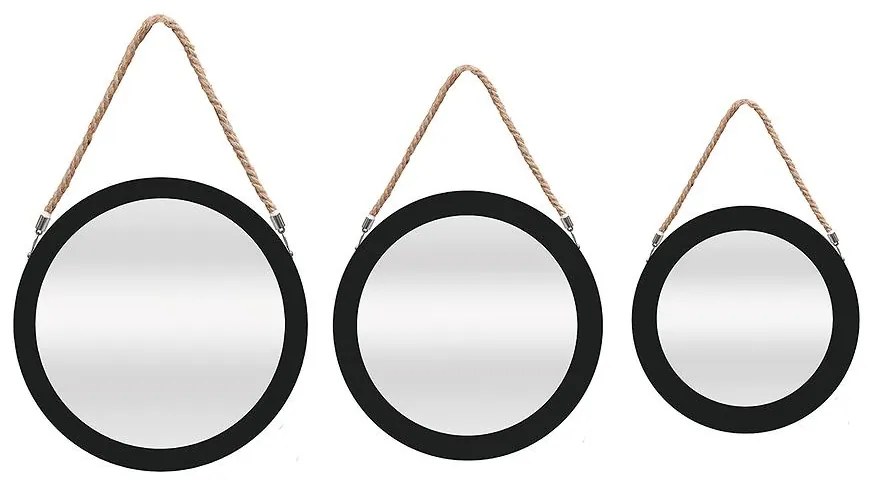 Sada okrúhlych dekoračných zrkadiel v ráme (3 ks)